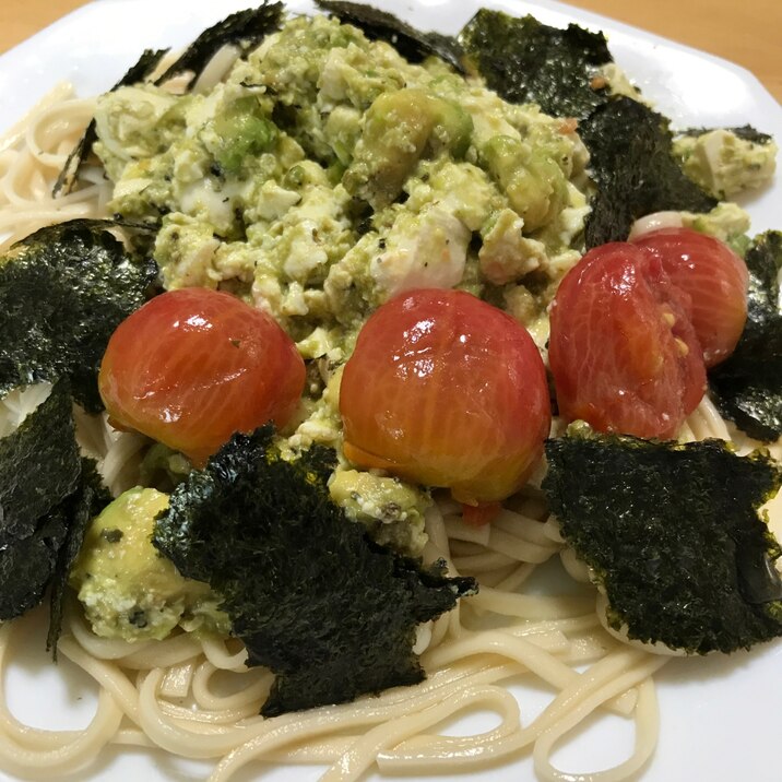 アボガド豆腐の冷たいうどん